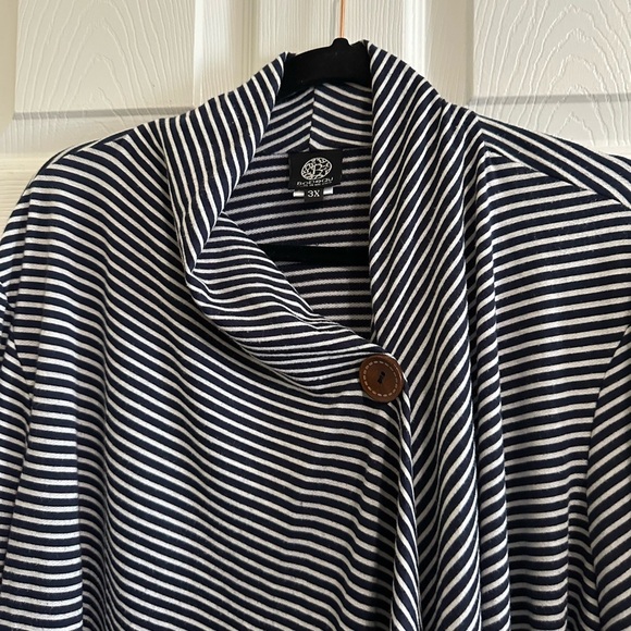 Bobeau Women’s Striped 1 Button Soft Cardigan Size: 3X - Picture 2 of 4